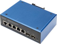 Digitus Digitus Przemysłowy Prepínač Gigabit Ethernet PoE, 4+2 porty, zarządzalny na warstwie łącza danych (L2)