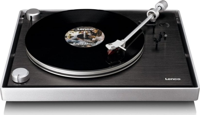 Lenco Lenco L-455BK - gramofon z aluminiową obudową i wkładką 2M RED