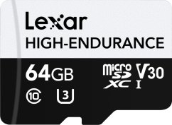 Lexar High-Endurance MicroSDXC 64 GB Class 10 UHS-I/U3 V30 (LMSHGED064G-BCNNG)