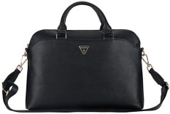 Guess Bag Guess Grained Zipper Pocket Triangle Logo 15" black