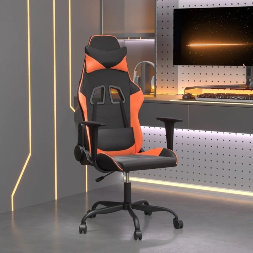 vidaXL vidaXL Masujący fotel gamingowy, Čierno-oranžový, sztuczna skóra