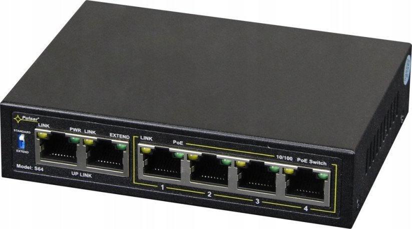 Pulsar S64WP PULSAR Switch PoE 6-portowy Fast Ethernet, 4x PoE (brak zasilacza w komplecie)