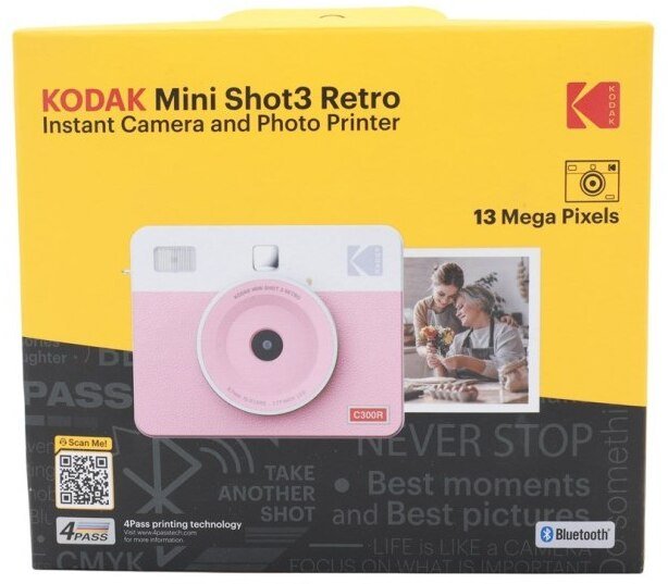 Kodak KODAK natychmiastowy fotoaparát Mini Shot 3 Retro C300R Ružový