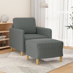 vidaXL vidaXL Fotel z podNôžkiem, tmavoSivý, 60 cm, obity tkaniną