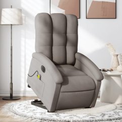 vidaXL Podnoszony fotel masujący, elektryczny, rozkładany, farba taupe