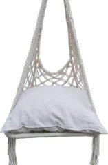 Saska Garden HAMAK AŻUROWY FOTEL WISZĄCY 60x60x120CM Z PODUSZKĄ ECRU