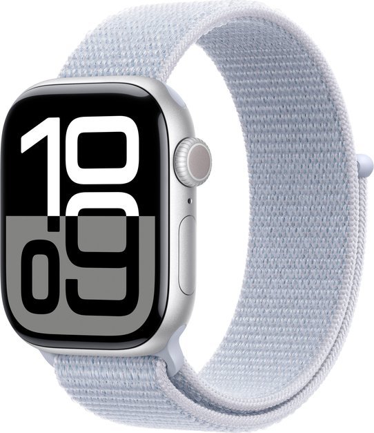 Apple Watch 10 GPS 42mm Silver Alu Sport Loop svetlo modre (MWWD3)