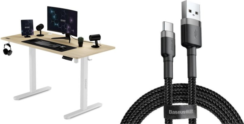 SENSE7 elektryczne Nojo 120x60 White Pine + kabel usb