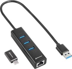 Sharkoon Aluminium 1x RJ-45  + 3x USB-A 3.2 Gen1 (4044951037575)