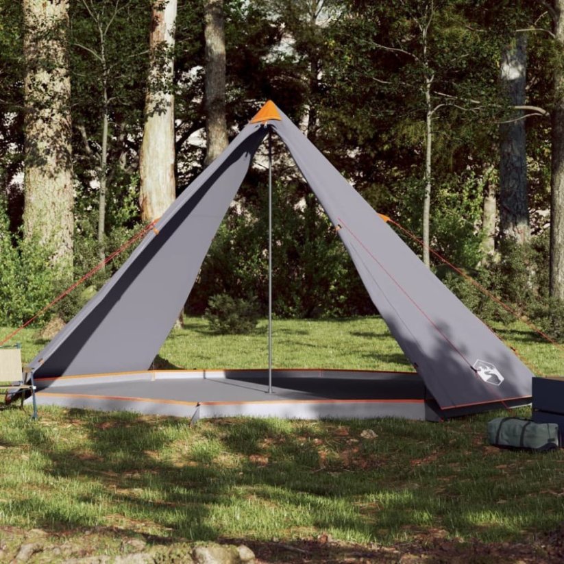 vidaXL Namiot rodzinny tipi, 8-os., szaro-Oranžový, wodoszczelny