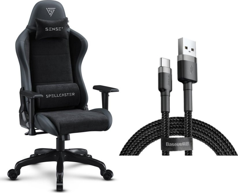 SENSE7 Spellcaster FUKU PU czarny + kabel usb