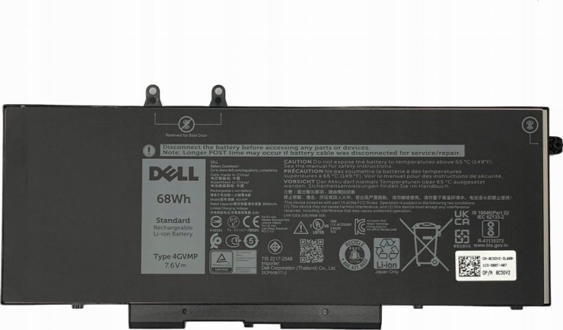 Dell Battery, 68WHR, 4 Cell,