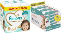Pampers Pampersy Premium Care 5, 11-16 kg, 132 szt. +1200szt. chusteczek Sensitive