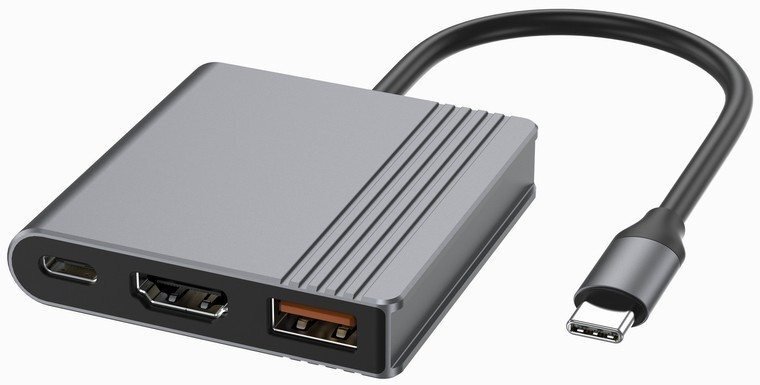 Gembird GEMBIRD Adapter wieloportowy USB typu C 3w1 port USB + HDMI + wideo USB-C farba Sivý