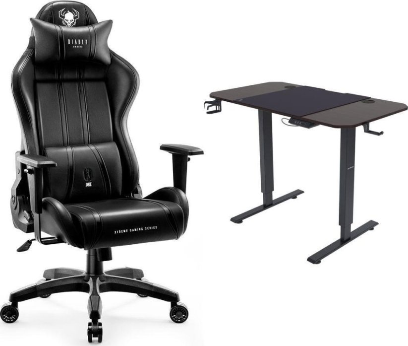 Diablo Chairs X-ONE 2.0 NORMAL czarny + EGON 1100 Orzechowe 110 cmx60 cm