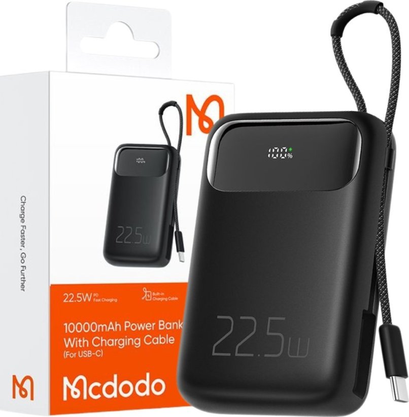 Mcdodo MCDODO POWERBANK 10000MAH s displejom 3X USB USB-C 22,5W + KABEL USB-C