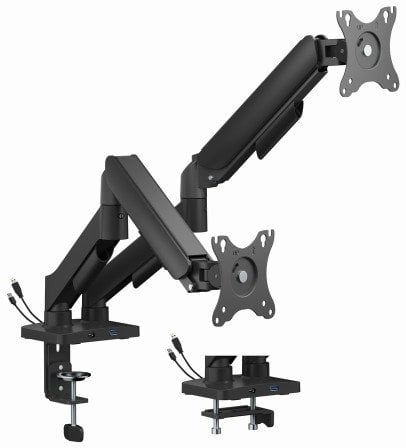 Gembird GEMBIRD BIURKOWE RAMIĘ NA DWA MONITORY Z PORTAMI USB (REGULOWANE), OD 17" DO 32", OBCIĄŻENIE DO 9 KG