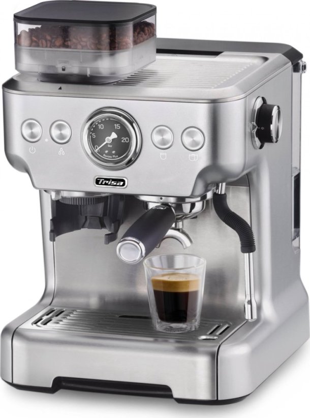 Trisa Trisa Barista Plus, Espresso machine, 2.7 L, Coffee beans, Built-in grinder, 2300 W, Black, Silver