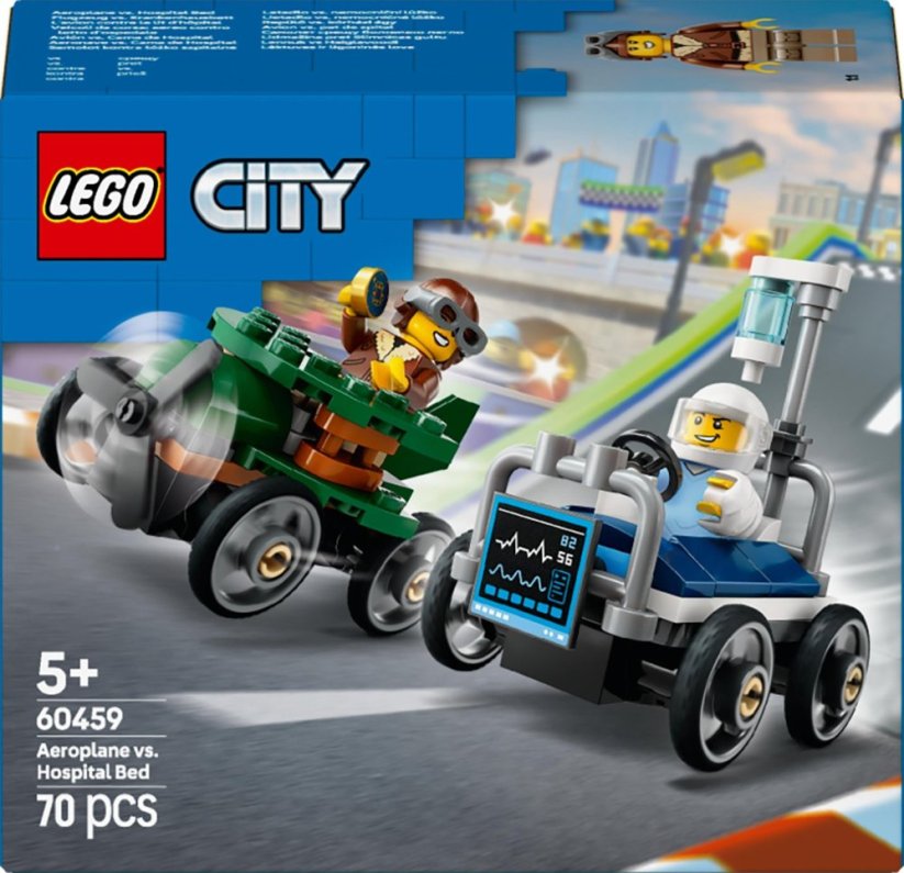 LEGO City Sada wyścigówek: samolot kontra łóżko szpitalne 4 ks (60459)