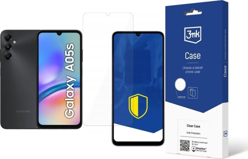 Samsung Galaxy A05s 4/64GB Czarny  (SM-A057GZKUEUB) + FlexibleGlass + Etui Clear Case