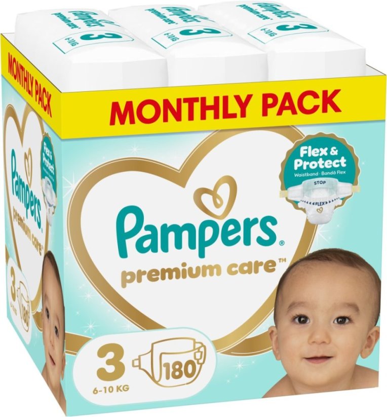 Pampers plienky Premium Care 3, 6-10 kg, 180 ks x 2