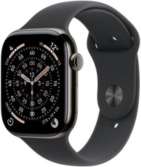 Apple Watch 11 GPS + Cellular 46mm Srokove Titanium Sport Band S/M Čierny  (MFD14WF/A)