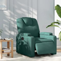 vidaXL elektrickýfotel rozkładany, tmavoZelený, obity tkaniną