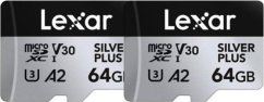 Lexar Silver Plus MicroSDXC 64 GB + 64 GB Class 10 UHS-I/U3 A2 V30 (LMSSIPL064G-B2ANG)
