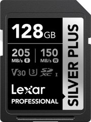 Lexar Professional Silver Plus SDXC 128 GB Class 10 UHS-I/U3 V30 (LSDSIPL128G-BNNNG)
