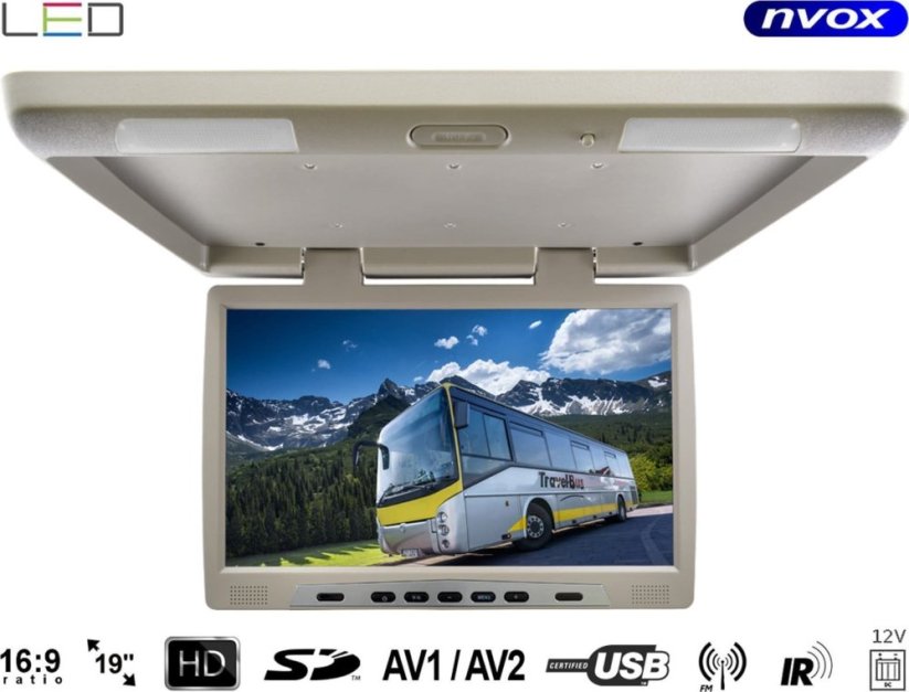 Nvox Monitor podwieszany podsufitowy LCD 19" cali LED FM IR USB SD
