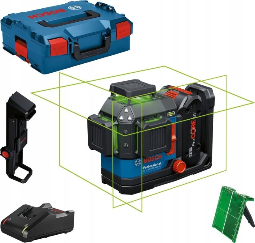 BOSCH.PLANE LASER GLL 18V-120-33 CG GREEN 1x4.0Ah +DK 20 CLAMP +LB136