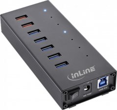 InLine InLine® USB 3.2 Gen.1 7 Port Hub Aluminium Case with 2.5A Power Supply black