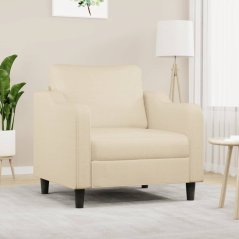 vidaXL Fotel, krémový, 60 cm, obity tkaniną