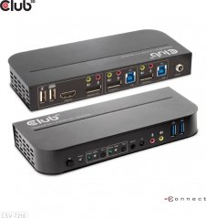 Club 3D Club3D síťový přepínač - Switch, DP/HDMI KVM Switch - Dual DP 4K 60Hz