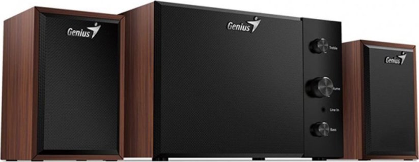 Genius Genius Reproduktori SW-2.1 350, 2.1, 15W, Hnedýowo-Čierny, kontroler, kontrola tonów niskich i wysokich, 3,5 mm jack, 40Hz~20kHz