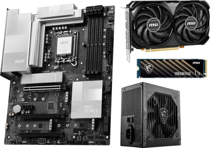 MSI GeForce RTX 4060 Ventus 2X Black OC + PRO Z890-P WIFI + MAG A650BN 650W zdroj + ZDARMA Spatium M450