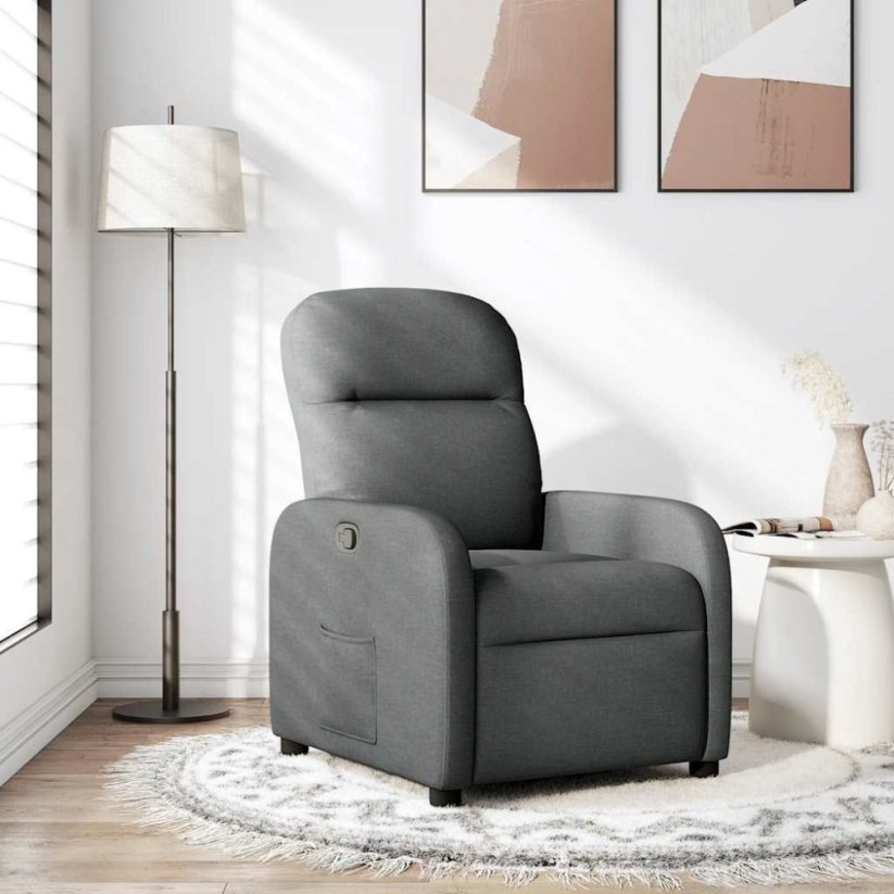 vidaXL vidaXL Fotel rozkładany, tmavoSivý, tapicerowany tkaniną