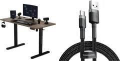 SENSE7 elektryczne Nojo 120x60 Black Oak + kabel usb