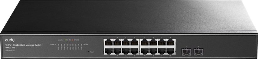 Cudy 16-Port Gigabit Cloud Easy-Managed Switch with 2 SFP, GS1016ES2 1.0 Zarządzany L2 Gigabit Ethernet (10/100/1000) Čierny