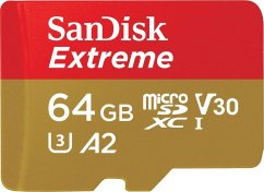 SanDisk Extreme MicroSDXC 64 GB Class 10 UHS-I/U3 A2 V30 (SDSQXAH-064G-GN6MA)