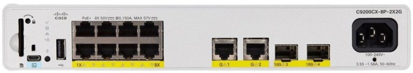 Cisco Cisco Catalyst 9200CX - Network Essentials - Switch - kompakt - L3 - managed - 8 x 10/100/1000 (PoE+) + 2 x 1000Base-T + 2 x 10 Gigabit SFP+ (Uplink) - an Rack montierbar - PoE+ (240 W) - wiederaufbereitet
