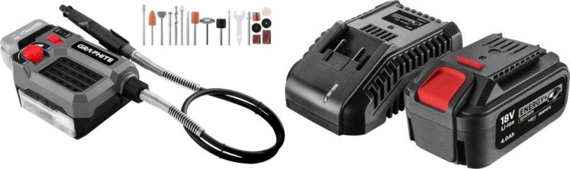 Graphite Multiszlifierka Energy+ 18V 58GE107 + akumulator 4 Ah z ładowarką 58GE132