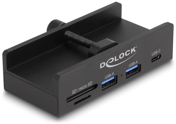 Delock vonkajší USB 5 Gbps Hub z 2 x USB Typ-A, 1 x USB Type-C™ i SD + Micro SD Slot z śrubą blokującą (64263)