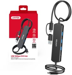 Unitek Unitek KVM Hub 10 Gbps – przełączanie między 2 hostami, 3×USB-A