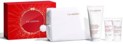 Clarins Set : Moisture-Rich, Shea Butter, Moisturising, Body Lotion, Body, 200 ml + Młodość Dłoni, Softening, Hand Cream, 30 ml + Peeling, Exfoliating, Body Scrub, 30 ml + , Zippered, Textile Pouch, White For Women