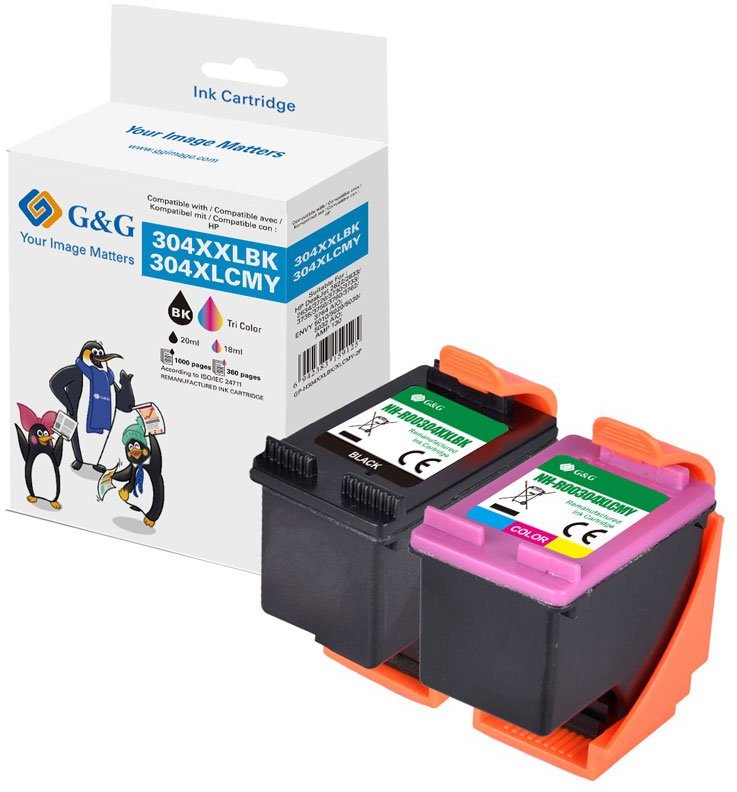 G&G XXL-Patronen 2er Set kompatybilny z HP 304XL BK + Color