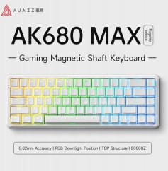 Ajazz Klawiatura gamingowa mechaniczna AK680 MAX Magnetic Switch-ABS White Keycaps-RGB -Aluminum Positioning Prokove-Wired Version