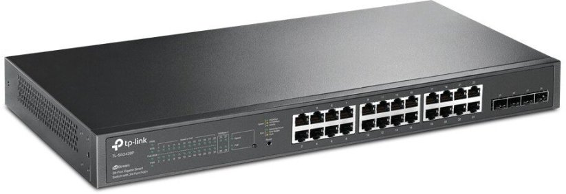 TP-Link JetStream łącza sieciowe zarządzany L2/L2+ Gigabit Ethernet (10/100/1000) Obsługa PoE 1U Čierny (TL-SG2428P)