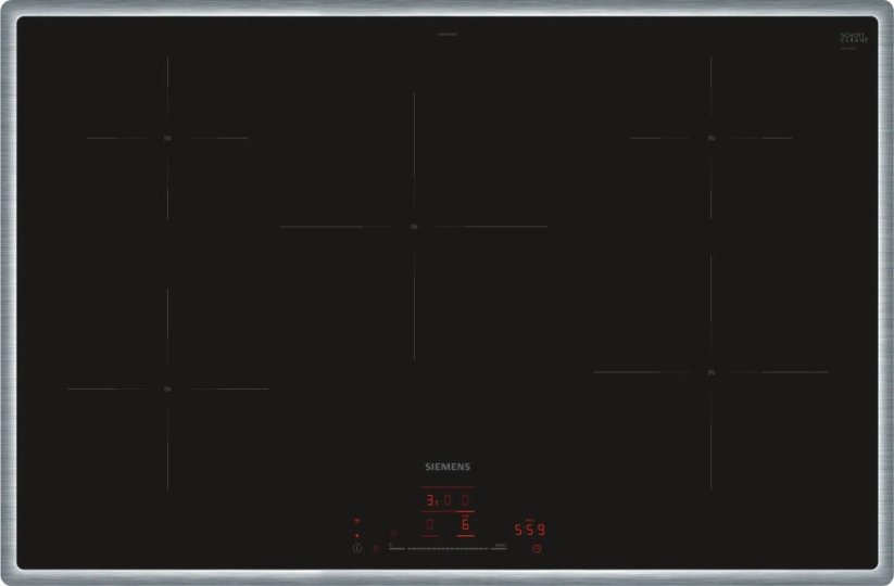 Siemens Siemens EH845HVB1E iQ100, independent hob (black/stainless steel, 80 cm, Home Connect)