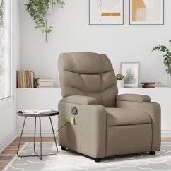 vidaXL vidaXL Rozkładany fotel masujący, cappuccino, obity sztuczną skórą